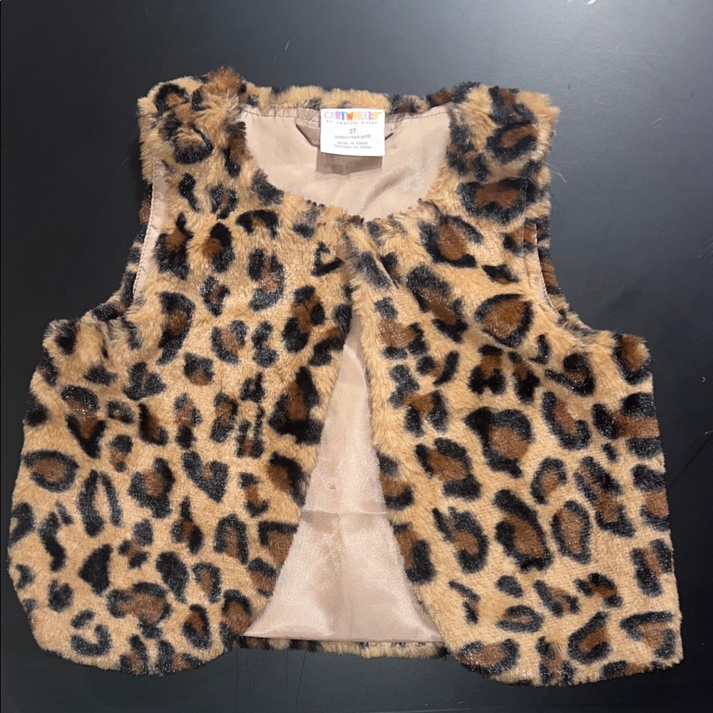 Girls 3T Charlie Paige Animal Print Faux Fur Vest
